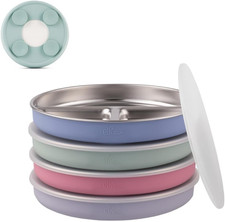 Elk and Friends Stainless Steel Divided Plates with Silicone Sleeve for Babies 