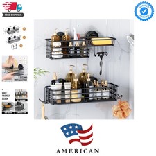 Shower Caddy Suction Cup, 2 Pack suction shower shelf with Hooks Soap holde...