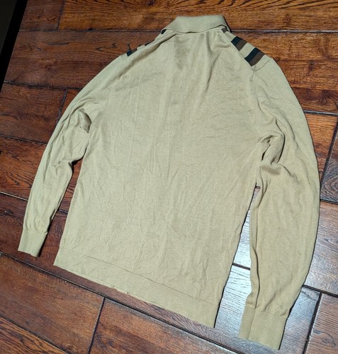 Polo maglione Todd Snyder uomo L/S seta e cotone a righe con bottoni - cachi - M - Foto 10 di 16