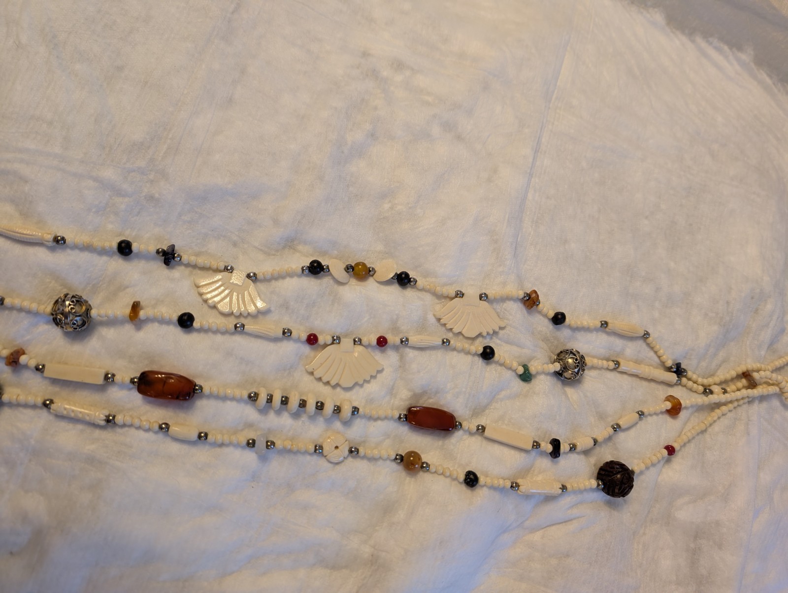 Multicolor Beaded Layered Statement Necklace Wing… - image 9