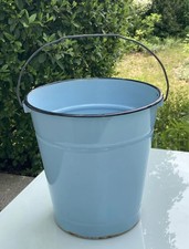 Gro&szlig;er antiker Emaille Eimer Pflanzk&uuml;bel Pflanztopf Hellblau, &Oslash;: 29 cm, H: 29,5