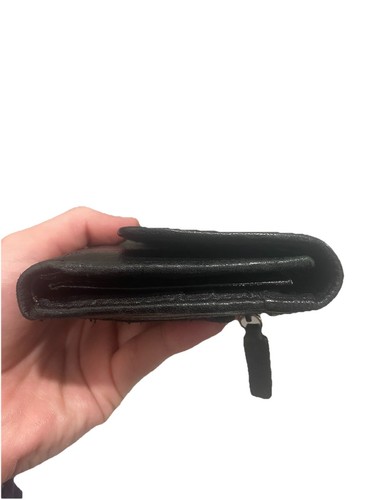Vintage Fossil Genuine Pebbled Leather Tri-Fold Wallet Embossed Floral Black - Bild 6 von 12