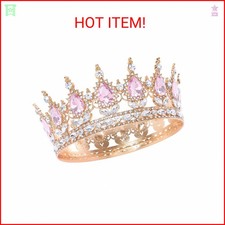 Feltent Pink Queen Crown for Women Crystal Tiara for Women Rhinestone Wedding He