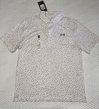 Under Armour Golf Polo Shirt Mens Medium Floral Pattern White New