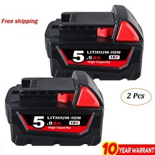 2 Pack 5.0Ah 18V Replacement Batteries For Milwaukee M18 Battery 48-11-1850