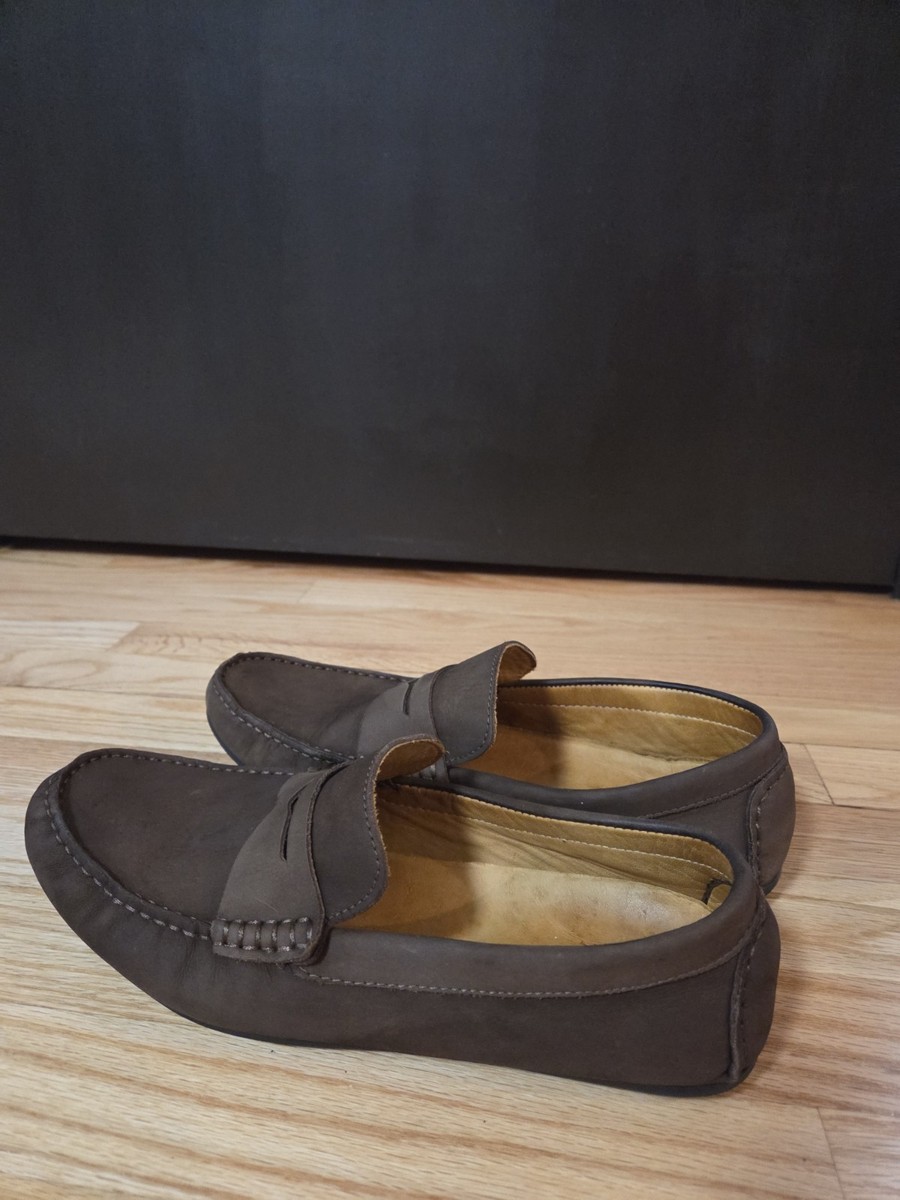 SAKS FIFTH AVENUE MENS LOAFERS SIZE 9.5 M BROWN LEATHER MADE  display picture 3