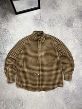 Yves Saint Laurent Pour Homme YSL Logo Flannel Plaid Shirt Men s Size 17/43