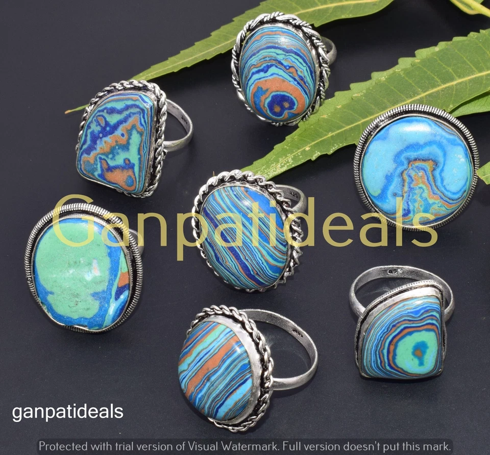 РАСПРОДАЖА!! Оптовые лоты ювелирных изделий с серебряным покрытием 925 пробы кольцо с радужной кальсиликой - Изображение 3 из 4