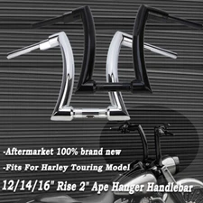 For Harley 12" 14" 16" Rise 2'' Ape Hanger HandleBar Touring Fatboy Dyna Softail