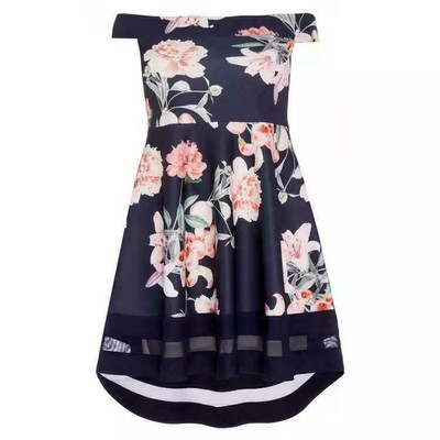 quiz floral dip hem dress