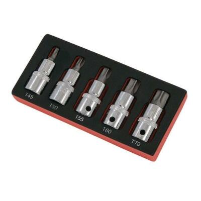 5pc Torx Bit Socket Set 1/2'' Drive Star Bit T45 T50 T55 T60 T70 Neilsen CT3628