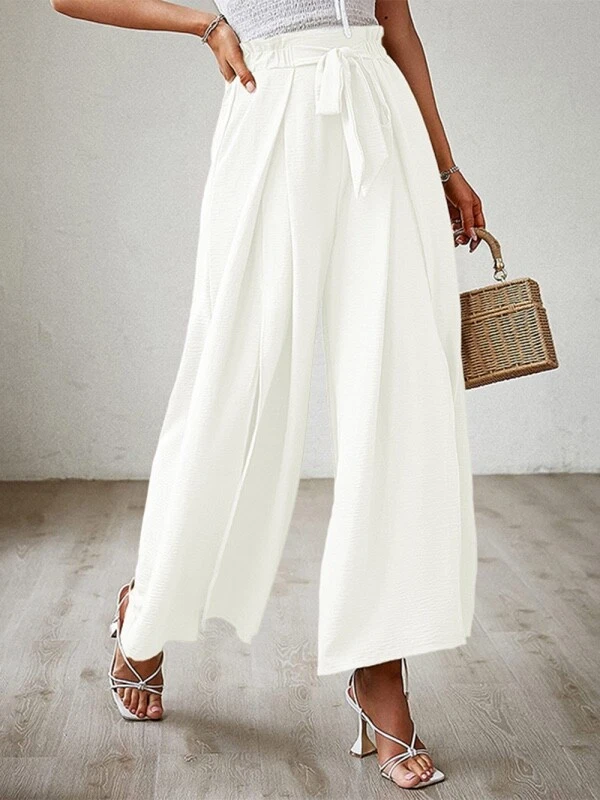 Wide leg pants clearance with bow belt