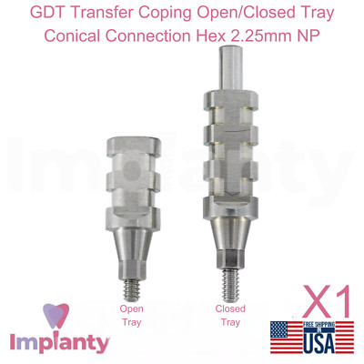 1x GDT Transfer Coping Open/Closed Tray Conical Connection Hex 2.25mm NP