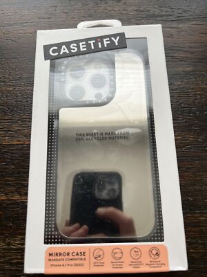 CASETiFY Mirror Case w/Magsafe for iPhone 15 PRO Silver with Black