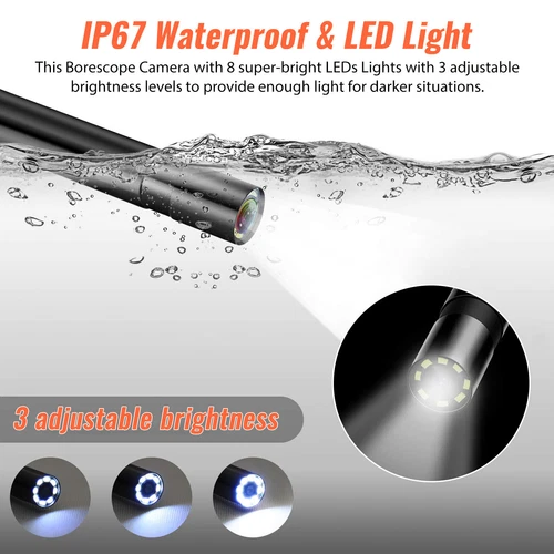 Endoscopio industrial HD LED boroscopio 1080P 8 mm cámara de inspección IP67 4,3 pulgadas - Imagen 4 de 10
