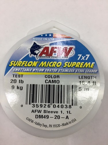 American Fishing Wire 7x7 Surflon Micro Supreme Small Cable Steel Sea 13 A 90lb - Picture 9 of 12