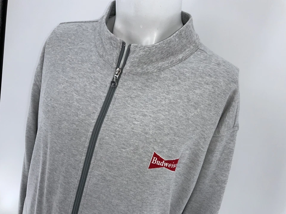 Chaqueta de golf Budweiser Link Soul para hombre XXL gris cremallera completa puntada logotipo YGI Y3-77 Foto 3 de 4