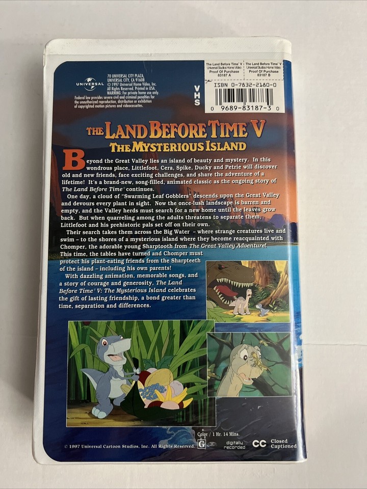The Land Before Time V: The Mysterious Island (VHS, 1997, Clamshell ...