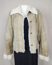 Xoxo Womens Beige & White Faux-shearling Leather Coat Jacket Size L