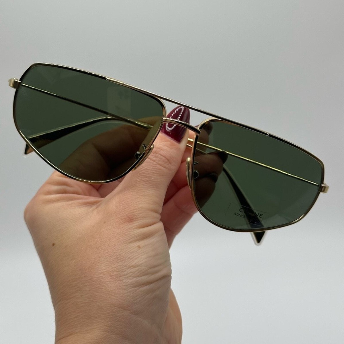 Celine Gold Green Aviator Unisex Sunglasses NEW CELINE Sunglasses CL40083U 6030N Gold Aviator with Green  main image 2