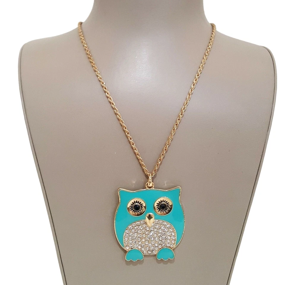 AMRITA SINGH Women's Owl Pendant Statement Necklace Gold Plated Crystal NWT - Image 3 of 4