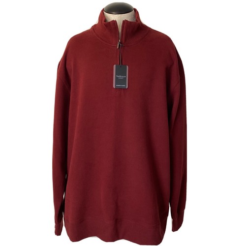 Van Heusen Sport Sueded Fleece Maroon Red 1/4 Zip Pullover Sweatshirt Men’s XL - Picture 1 of 10