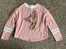 Justice Girl's  gymnast" Size 7 Long Sleeve Shirt Pink Sequin