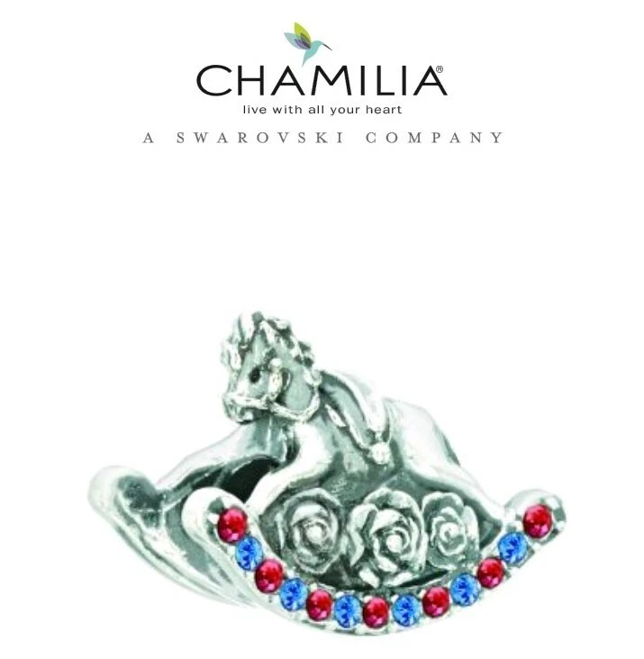 CHAMILIA 925 Silver BABY ROCKING HORSE Charm Boy Girl RRP 45