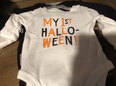 CARTERS NB / 3 MO. Halloween 3 PIECE SET: 2 ONE PIECE & ONE LEGGINGS NEW NWT 