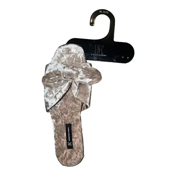 SAOLA Ciabatta INC velluto schiacciato nodo champagne punta aperta SOLO SCARPA SINISTRA amputato XL