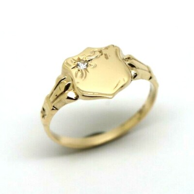 Größe G - 9 kt 9 k 375 kleiner Gelbgold Lab Grown Diamant Schild Siegelring