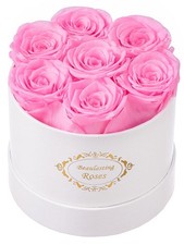 Beaulasting Long Lasting Preserved Roses In A Box Round White Light Pink
