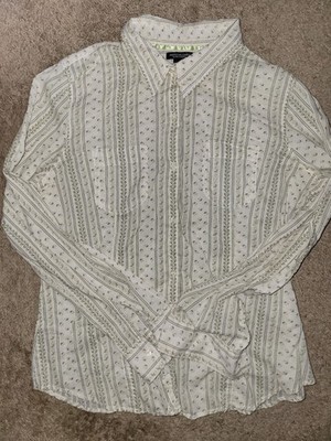 Beige/green Vintage American Eagle Girls  long sleeve #Western #Boho Size  14 