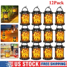 Solar Hanging Lanterns Outdoor Flickering Flames Solar for Garden Yard LawnTable