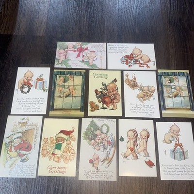 Vintage Kewpie Postcards Lot - Rose O Neill Christmas 2 Kewpie Doll Ephemera 
