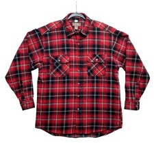 Moose Creek Flannel Shirt Mens Size Large Red Black Long Sleeve Plaid Button Up