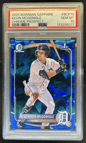 2025 Bowman Sapphire Kevin McGonigle Chrome 1st Prospect #BCP-79 Tigers PSA 10
