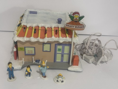 #ad Krusty Burger The Simpsons Hawthorne Christmas Village 2003 Certificate Figures $90.00