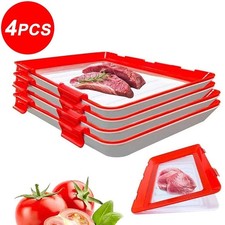 4X Stretch Fresh Storage Tray Vacuum Reusable and Stackable Food Storage Tray