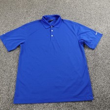 Nike Polo Shirt Mens M Blue Dri FIT Performance Golf Short Sleeve Swoosh Preppy