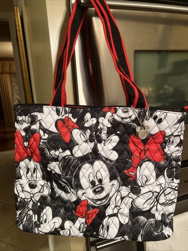 Bradford Exhange Disney Mickey Mouse and Minnie Mouse Art Zip Tote Bag. Nw/oT