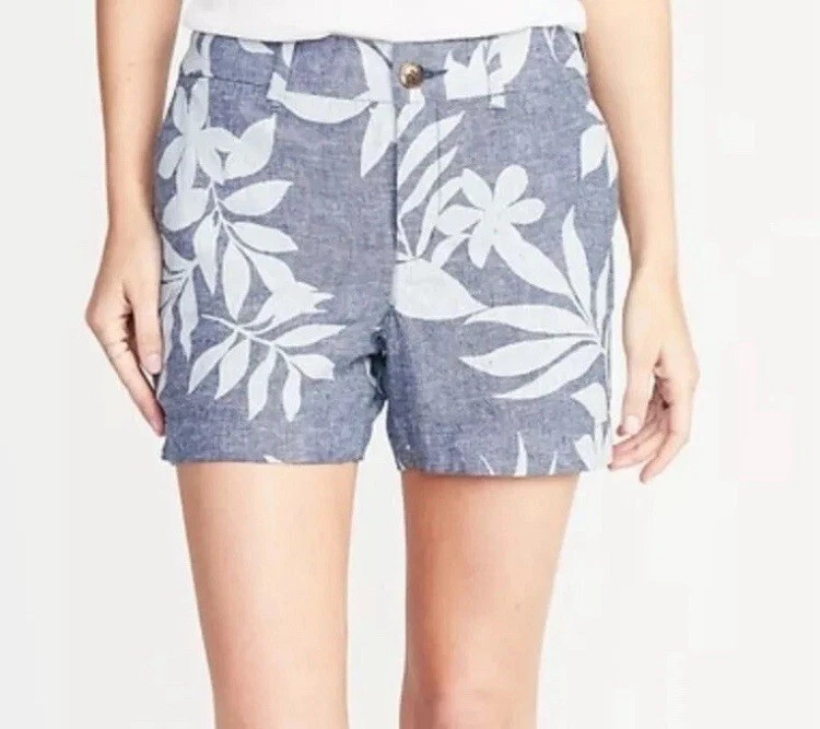 Old Navy Everyday Shorts Tropical Linen Blend Chambray Size 0 - Image 3 of 4