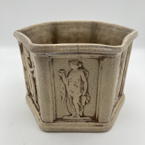 WELLER CLINTON IVORY ART NOUVEAU GODDESS MAIDENS HEXAGON JARDINIERE PLANTER - Picture 3 of 10