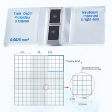 Improved Neubauer Hemocytometer Cell Counting Chamber +Bright Line Hemocytometer