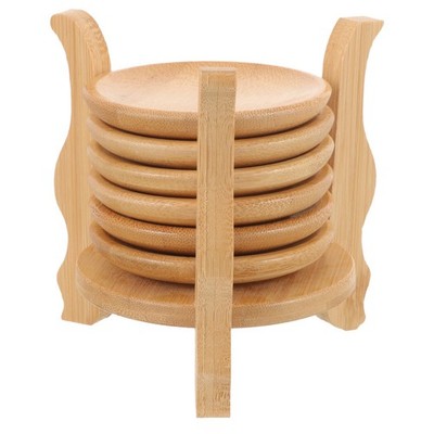  1 Set Bamboo Teacup Coaster Haushalts Bambusbechermatte mit Halter, die