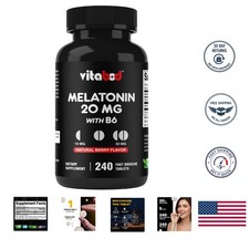 Melatonin 20mg High Potency Natural Sleep Aid Berry Flavor 240 Fast Dissolve TAB