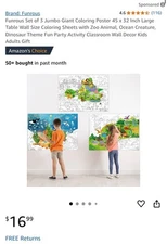 Set of 3 Jumbo Giant Coloring Poster for Kid Table Wall Coloring Pages 45X31.5"