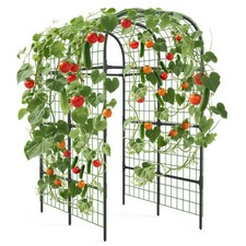 Sturdy Garden Arch Trellis for Raised Beds 7.3ft Black Metal Plant Support Frame