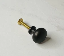 1/2” Matte Black Round Cabinet Knob Drawer Pull Handle Brass W/ Screw