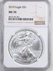 2018 1oz Silver American Eagle MS70 NGC 4875195-201